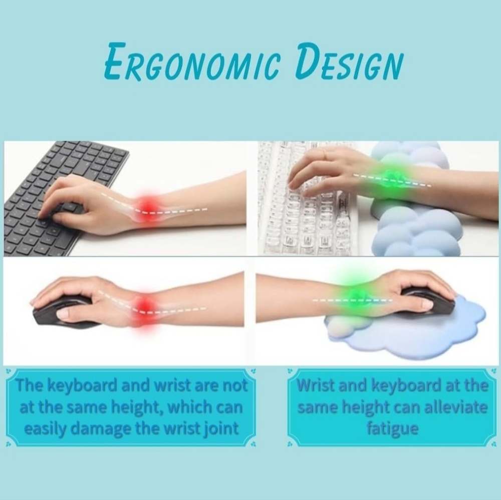 Keyboard Wrist Rest Ergonomic Arm Support Set (4 Pieces) Cloud Keyboard - Picture 3 of 7
